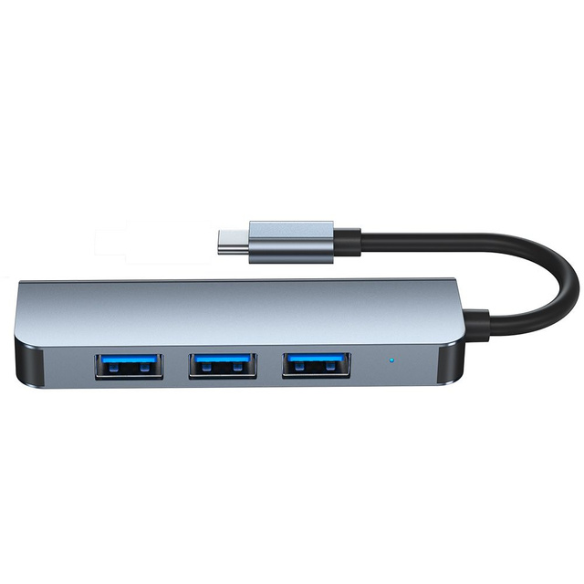 Хаб-адаптер USB V1-HUB 4w1 USB-C сірий