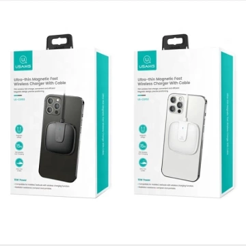 USAMS Indukčná nabíjačka US-CD153 magnetická 15W iPhone 12 séria biela/biela CD153DZ02