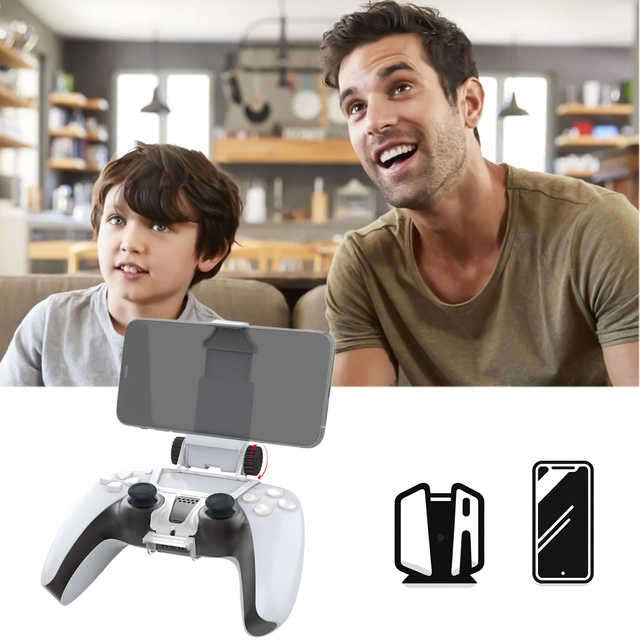 Phone holder for Gamepad for Sony PlayStation 5 PS5 DualSense Clip mount White