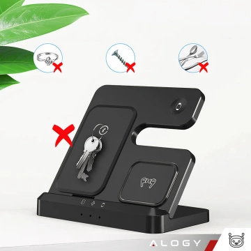 Wireless Charger Inductive Qi QC 3.0 3in1 Fast for Apple iPhone Airpods Watch Charging Station 15W Black