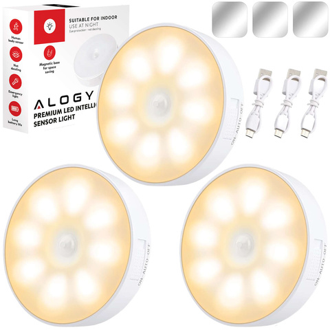 3x Lamp LED motion sensor dusk night lamp Alogy Sensor Light Wireless furniture lighting Warm light 3000k