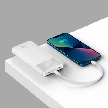 Powerbanka s rychlým nabíjením Baseus Bipow 10000mAh 20W bílá (Overseas Edition) USB-A - Micro USB kabel 0,25m bílý (PPBD050502)