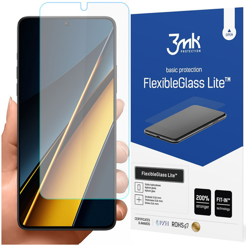 Hybrid screen glass for Xiaomi Poco X6 Pro 5G 3mk Flexible Glass Lite FG FlexibleGlass non-cracking