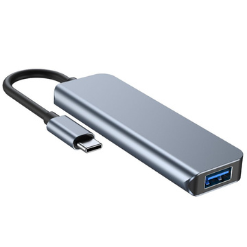 Hub adaptér USB V1-HUB 4w1 USB-C sivý