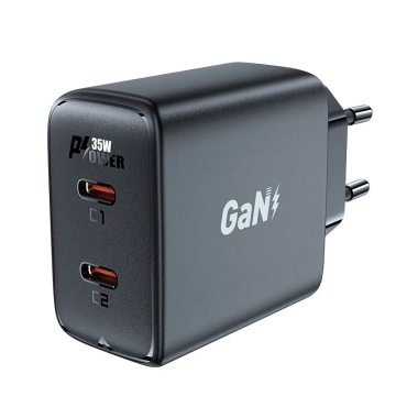 Зарядний пристрій Acefast A49 Black GaN 35W PD 2x USB C - швидкий та безпечний