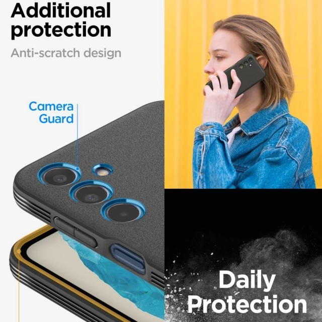 Pouzdro pro Samsung Galaxy A35 5G Spigen Essential SandBlast Case zadní kryt matná černá matná černá