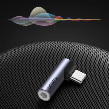Ugreen AV154 Adapter USB-C auf Mini-Klinke 3,5 mm Audio 90° Grau