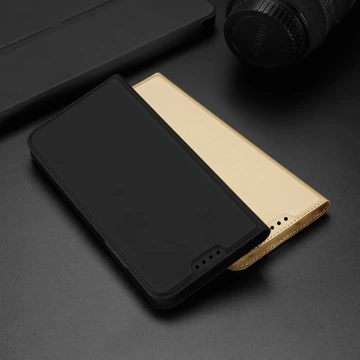 Puzdro Dux Ducis Skin Pro Xiaomi Poco C40 kryt s flip card wallet zlatým stojanom
