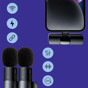 2x бездротових петличних мікрофонів USB-C типу C Android iOS для телефону Планшет Невеликі мікрофони Набір із двох мікрофонів