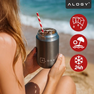 Termoska na večeři pro děti Polévka 700ml Alogy Nerezová skládací lžička Tepelně šedá