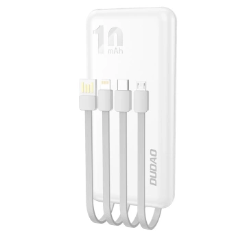 Dudao K6Pro Universal 10000mAh Power Bank s USB káblom, USB Type C, Lightning white (K6Pro-white)