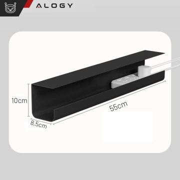 Cable organizer under the table top, cable shelf, wire strip, table top, desk, Alogy 55cm Black
