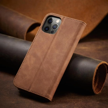 Magnet Fancy Case Case pro iPhone 12 Pro Max Pouch Wallet Card Holder Brown