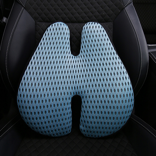 Poduszka ortopedyczna Lędźwiowa pianka memory zapamiętująca układ na fotel pod plecy do krzesła do biurka do auta Niebieska