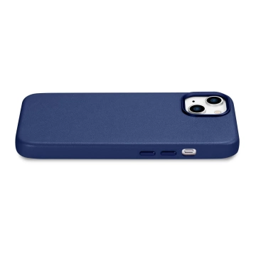 iCarer Case Leather Genuine Leather Phone Case for iPhone 14 Plus Blue (MagSafe Compatible)