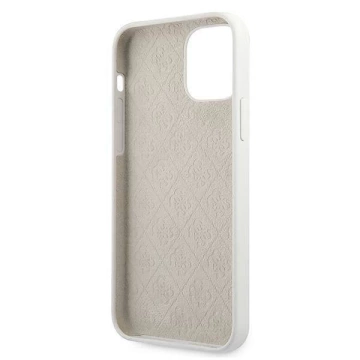 Guess GUHCP12SLSLMGWH iPhone 12 mini 5,4" bílé/bílé pevné pouzdro Metal Logo Script