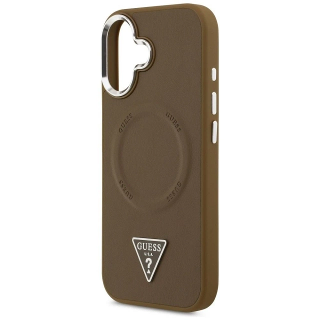 Etui Guess MagSafe do iPhone 17 Triangle Logo Brown