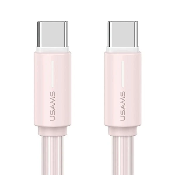 Kábel USAMS SJ734 USB-C na USB-C 1 m, 60 W, ružový, séria YU, rýchly a odolný