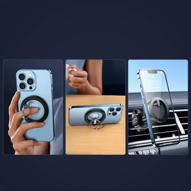Joyroom multifunction set magnetic car holder ring phone stand black (JR-ZS294)