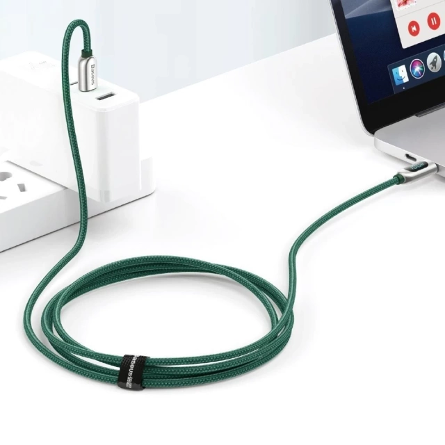 Kábel Baseus USB Type C - USB Type C 100W (20V / 5A) Power Delivery s meračom výkonu na obrazovke 2m zelený (CATSK-C06)