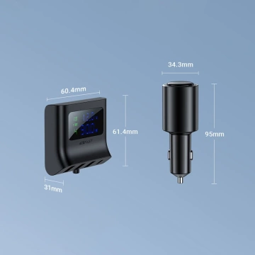 Автомобільний зарядний пристрій Acefast 90W USB Type C / 3x USB / гніздо прикурювача, PPS, PD3.0, QC3.0, AFC, FCP зарядна станція чорний (B8 чорний)