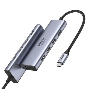 Ugreen 6v1 multifunkčný HUB USB typ C - 3x USB 3.2 Gen 1 / HDMI 4K 60Hz / čítačka kariet SD a TF sivá (60383 CM511)