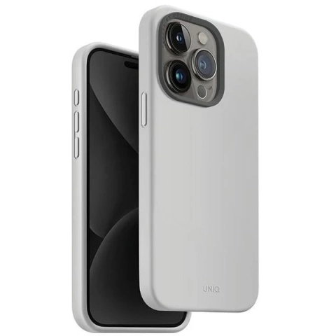 Etui UNIQ Lino Hue do iPhone 15 Pro 6.1" Magclick Nabíjení jasné/křídově šedá