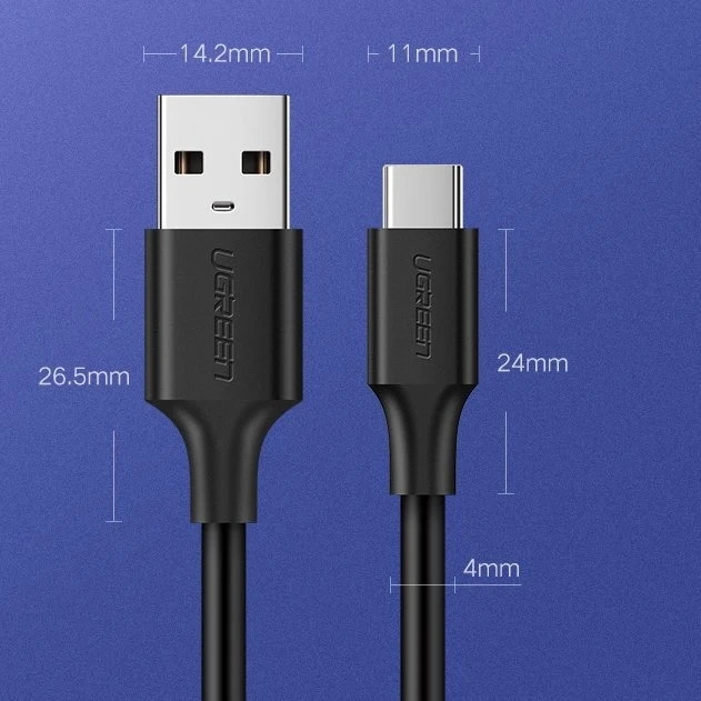 Кабель Ugreen USB - USB Type C 480 Мбіт/с 3 A 1,5 м чорний (US287 60117)