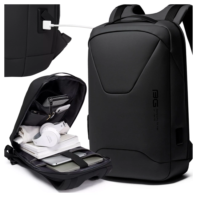 Bange Waterproof Backpack for Laptop 15.6" City Travel 45x30x16 cm for Work Airplane Men's Women's with USB Port Black