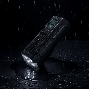 LED-Fahrradfrontlicht mit Solarpanel und Hupe, superhell (1000 lm, 4400 mAh), wasserdicht, schwarz