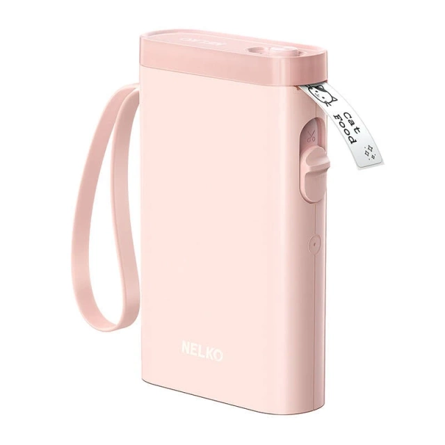Термопринтер етикеток Nelko P21 Bluetooth USB-C рожевого кольору