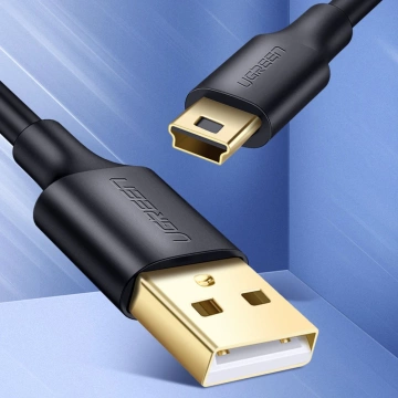 UGREEN 5kolíkový pozlacený kabel USB - Mini USB 0,5 m černý (US132)