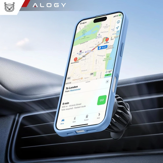 Набір гібридних чохлів 3 в 1, 2 шт., загартоване скло для Apple iPhone 16, захисний чохол Hybrid MagSafe із захистом об'єктива, чохол для телефону Alogy, 3 в 1, небесно-блакитний