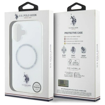 US Polo USHMP16SHOCLDPW iPhone 16 6,1" bílá/bílá IML Ring MagSafe