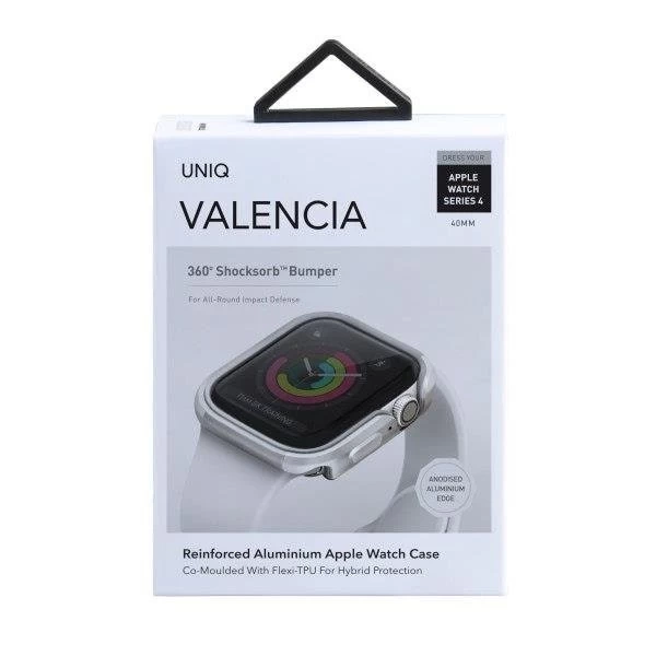 UNIQ etui Valencia Apple Watch Series 4/5/6/SE 40 mm. srebrny/titanové stříbro