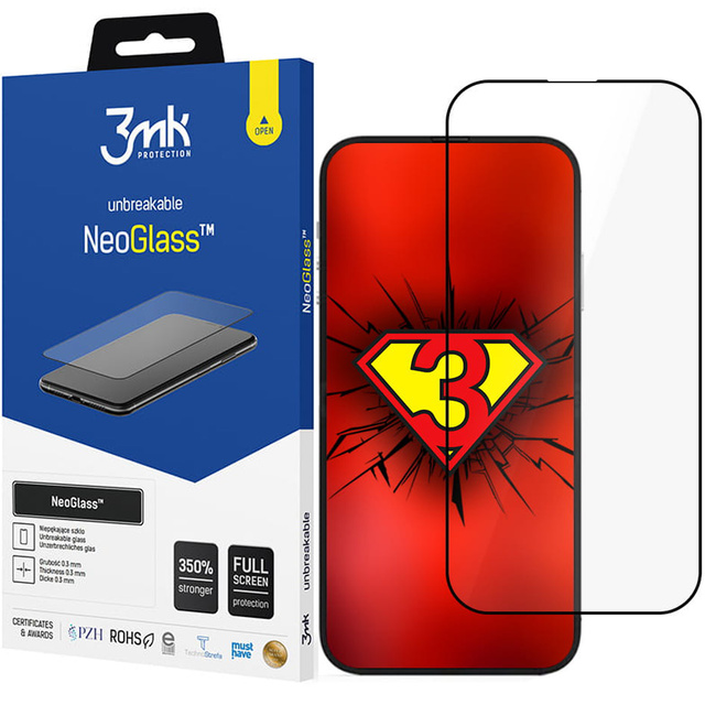 Szkło niepękające 3mk NeoGlass 8H do Apple iPhone 14 Pro Najtrwalsze kompozytowe Black