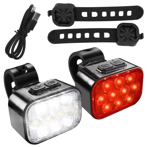 Lampka rowerowa LED 500 LM 200 LM Alogy DuoRide™ Lights 20 LED Latarka na rower wodoodporne światło światełko na przód i tył przednia tylna 2 zestaw