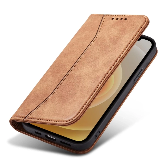 Magnet Fancy Case Case pro iPhone 12 Pro Max Pouch Wallet Card Holder Brown