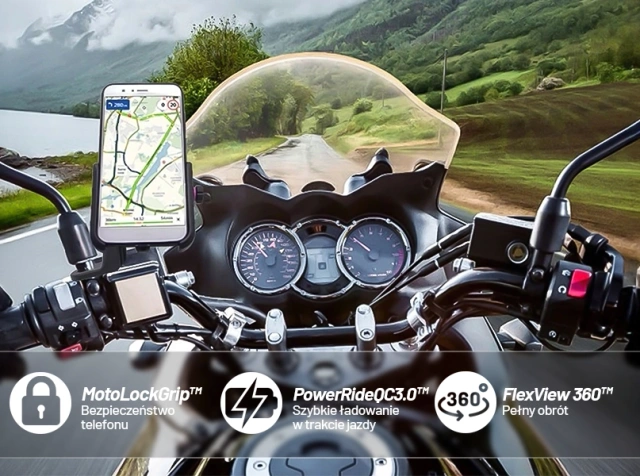 Uchwyt motocyklowy na telefon Kewig KWG-M8 z ładowarką QC 3.0