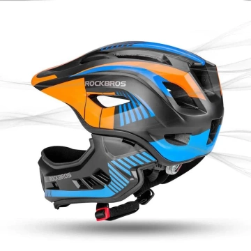 Children's bicycle helmet with detachable visor Rockbros TT-32SOBL-M size M - black and orange