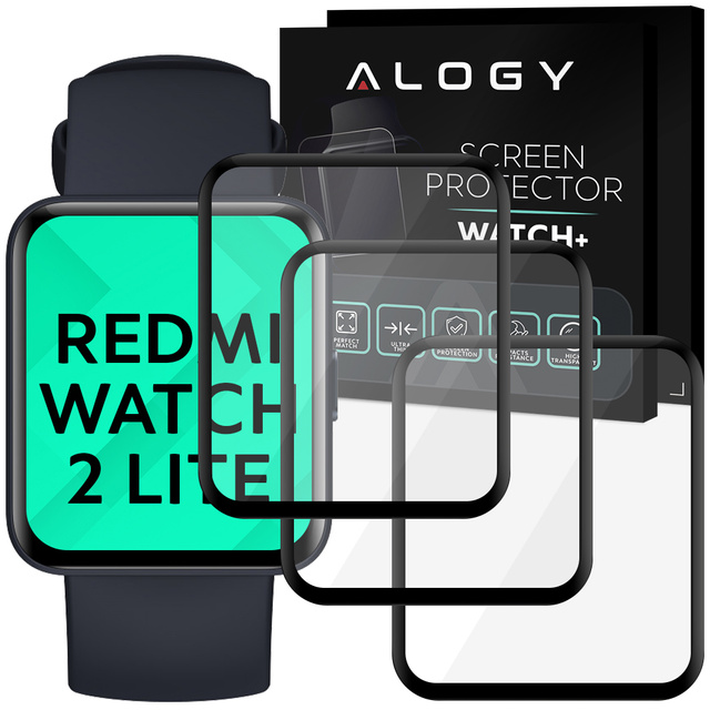 3x гнучкий скляний 3D Alogy Screen Protector Pro для Xiaomi Redmi Watch 2 Lite Black