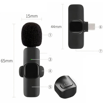 2x бездротових петличних мікрофонів USB-C типу C Android iOS для телефону Планшет Невеликі мікрофони Набір із двох мікрофонів