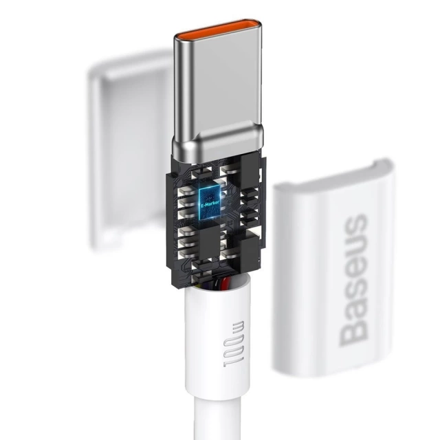 Baseus Superior kabel przewód USB Typ C - USB Typ C szybkie ładowanie Quick Charge / Power Delivery / FCP 100W 5A 20V 1m biały (CATYS-B02)