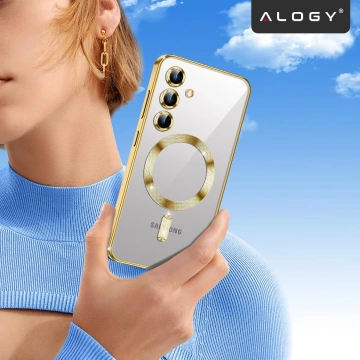 Puzdro MagSafe pre Apple iPhone 16 Pro Max Alogy Glamour puzdro na luxusný prsteň zlato-priehľadné