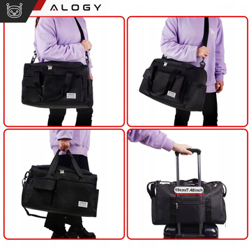 Men's women's sports shoulder bag for the gym for the plane hand luggage 44x26 training black Alogy Black