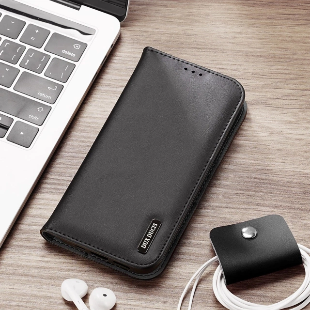 iPhone 16e Dux Ducis Hivo Protective Case with Flip and RFID Protection - Black