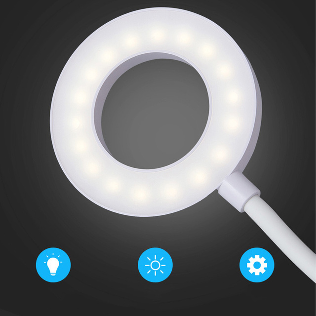 Настільна лампа Alogy Desk LED Ring Lamp з настільним затискачем бездротова гнучка Біла