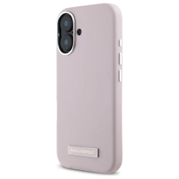 Karl Lagerfeld iPhone 16 6.1" Case Pink MagSafe Hardcase FW Metal Plate