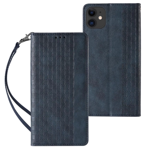 Magnet Strap Case case for iPhone 12 wallet case mini lanyard pendant blue
