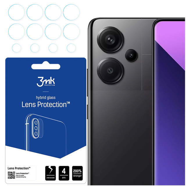 Гібридне скло для Xiaomi Redmi Note 13 Pro Plus Camera Lens Protector 3mk Lens Protection 4x Set